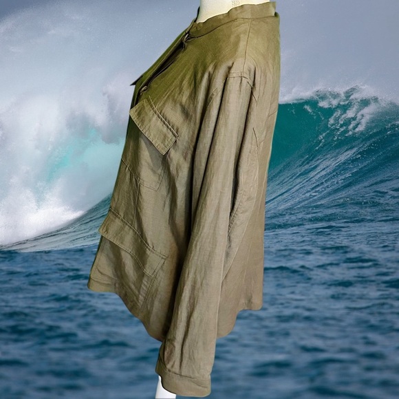 NWT Kobi Halperin ‘Starla’ Snap Up Jacket in Olive Green Linen-Blend Size XL - Picture 6 of 13